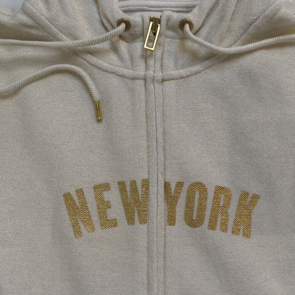 All-Sport Couture Womens NFL New York Jets Play Action Cream Hoodie New - Picture 5 of 8